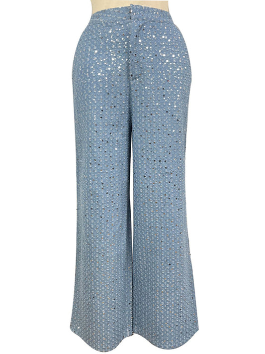 Women's Casual Sequined Denim Straight Pants Shello Creative Boutique