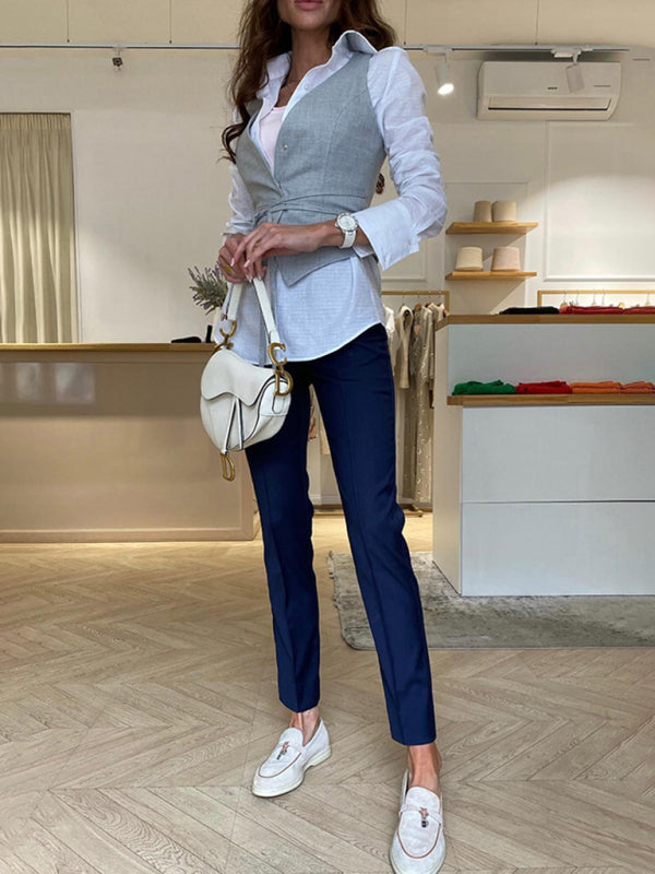 New lace up casual loose fashion vest Shello's Creative Boutique