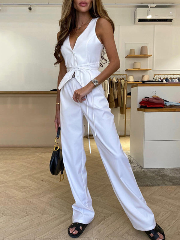 New lace up casual loose fashion vest Shello's Creative Boutique