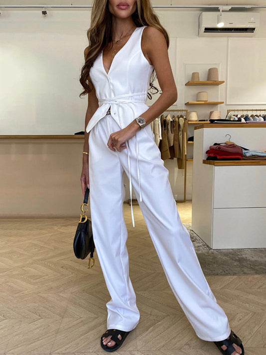 New lace up casual loose fashion vest Shello's Creative Boutique