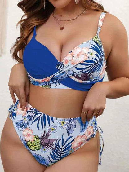 Plus Size Drawstring Floral Tankini - Shello's Creative Boutique