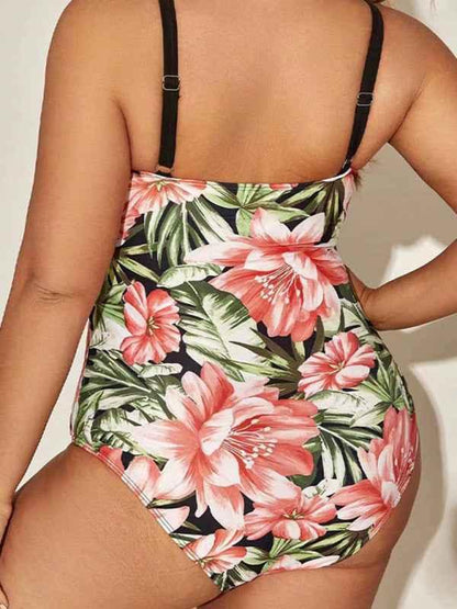 Large Size Sexy Swimsuit - Printed Hip-Covering Strappy One-Piece - Shello's Creative Boutique