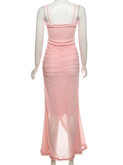 Women's New Style Hollow Solid Color Slit Irregular Suspender Dress | Bold & Chic Spring-Summer Fashion - Shello's Creative Boutique