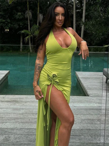 New Fashion Sexy Slim High Waist V-neck Halter Backless Dress| Bold & Stunning - Shello's Creative Boutique