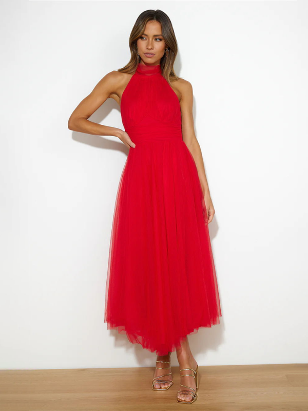 New style halter neck mesh turtleneck dress Shello's Creative Boutique