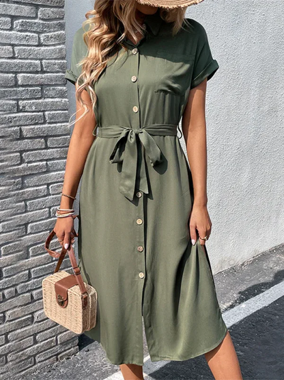 Women's Slit Solid Colour Dress – Effortless Style for Spring and Summer - Shello's Creative Boutique