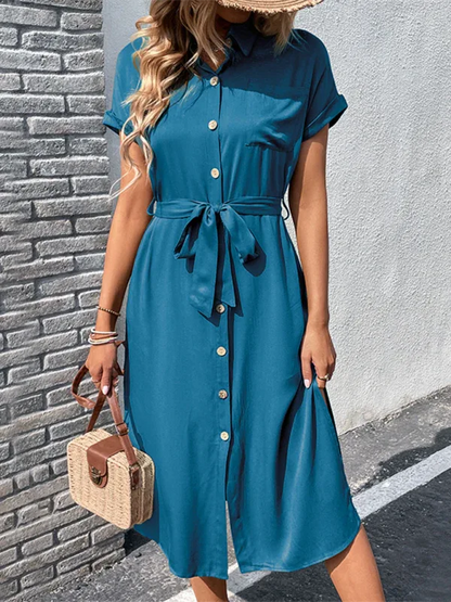 Women's Slit Solid Colour Dress – Effortless Style for Spring and Summer - Shello's Creative Boutique