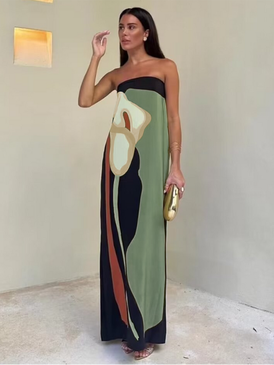 New women's casual printed tube top dress Shello's Creative Boutique