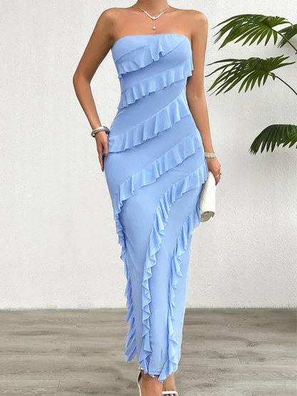 Spring and Summer Solid Color Slim Fit Tube Top Dress – Minimalist Chic with a Flattering Fit! - Shello's Creative Boutique