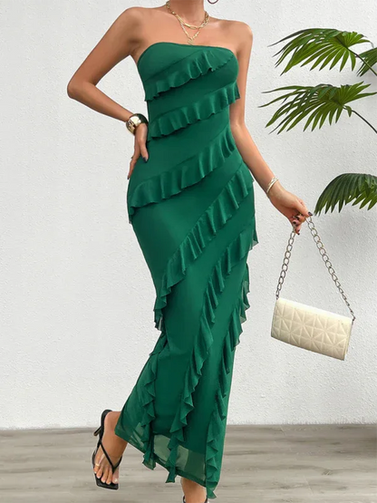 Spring and Summer Solid Color Slim Fit Tube Top Dress – Minimalist Chic with a Flattering Fit! - Shello's Creative Boutique