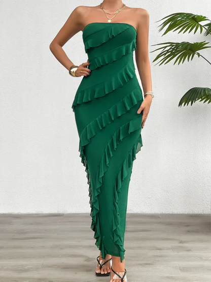 Spring and Summer Solid Color Slim Fit Tube Top Dress – Minimalist Chic with a Flattering Fit! - Shello's Creative Boutique