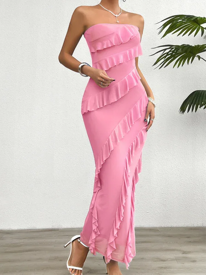 Spring and Summer Solid Color Slim Fit Tube Top Dress – Minimalist Chic with a Flattering Fit! - Shello's Creative Boutique