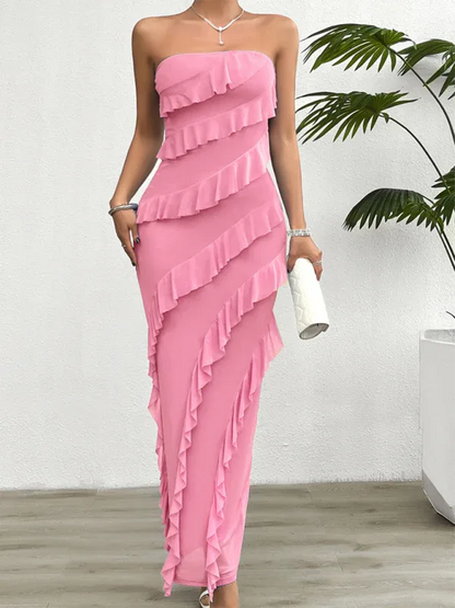Spring and Summer Solid Color Slim Fit Tube Top Dress – Minimalist Chic with a Flattering Fit! - Shello's Creative Boutique