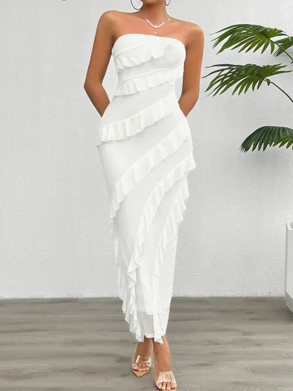 Spring and Summer Solid Color Slim Fit Tube Top Dress – Minimalist Chic with a Flattering Fit! - Shello's Creative Boutique