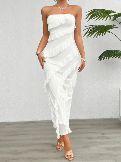 Spring and Summer Solid Color Slim Fit Tube Top Dress – Minimalist Chic with a Flattering Fit! - Shello's Creative Boutique