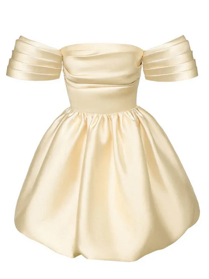 One-Shoulder Princess Dress - Sexy Tube Top Evening Gown with Princess Sleeves - Shello's Creative Boutique