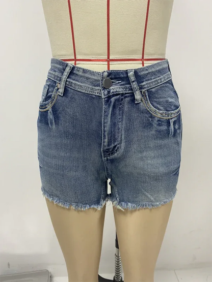 New American Retro Embroidered Denim Shorts – Classic Reboot - Shello's Creative Boutique