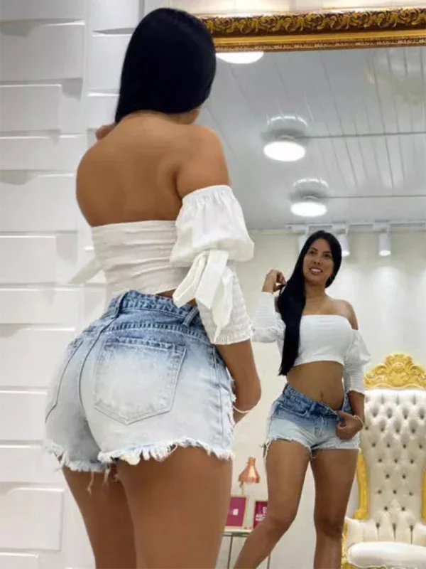 New Gradient Denim Shorts for Women – EPROLO Summer Sleek Edition - Shello's Creative Boutique
