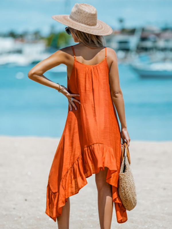 Women's Fashion Casual Solid Color Sling Irregular Dress Shello's Creative Boutique