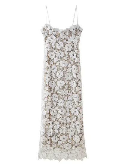 New Women's Lace Mesh Suspender Long Dress | Elegant & Chic Summer Glam - Shello's Creative Boutique