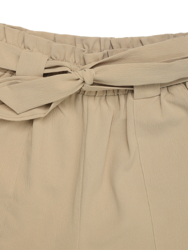 New solid color lace-up elastic waist trousers simple temperament commuter tapered trousers Shello's Creative Boutique