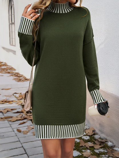 Contrast Colour Sweater Dress for Stylish Comfort and Versatile Chic - Shello's Creative Boutique