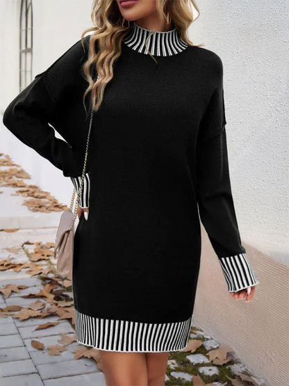Contrast Colour Sweater Dress for Stylish Comfort and Versatile Chic - Shello's Creative Boutique