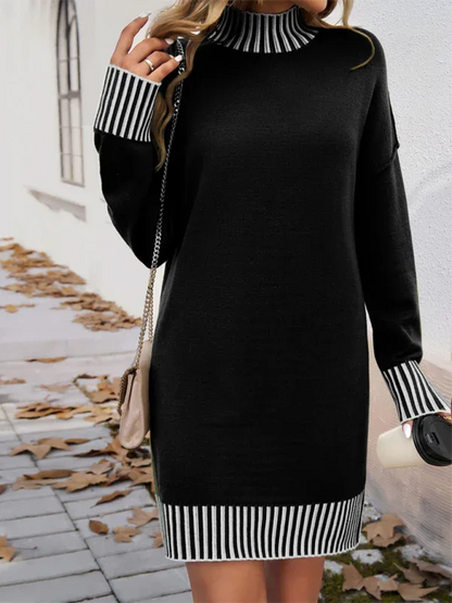 Contrast Colour Sweater Dress for Stylish Comfort and Versatile Chic - Shello's Creative Boutique