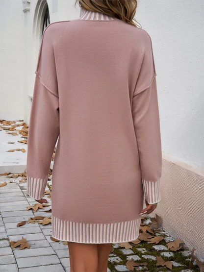 Contrast Colour Sweater Dress for Stylish Comfort and Versatile Chic - Shello's Creative Boutique