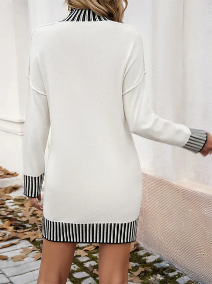 Contrast Colour Sweater Dress for Stylish Comfort and Versatile Chic - Shello's Creative Boutique