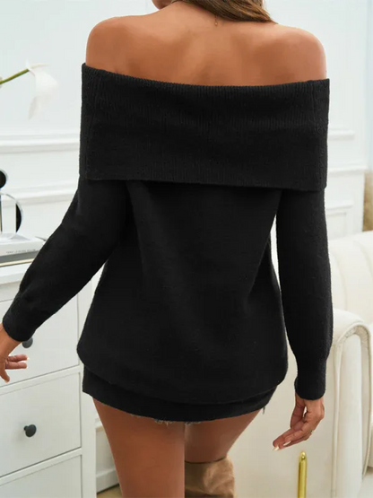 Women's One-Shoulder Pullover Sweater - Bold and Cozy Casual Style - Shello's Creative Boutique