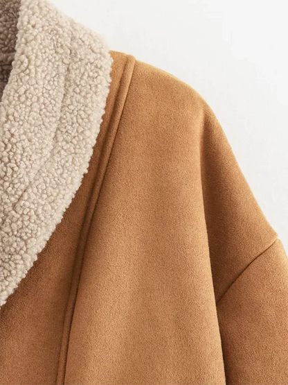 Women's Woolen Coat - American Retro Lapel Loose Top for Modern Elegance - Shello's Creative Boutique
