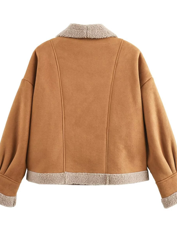 Women's American Retro Woolen Coat—Lapel Loose Top for Modern Elegance