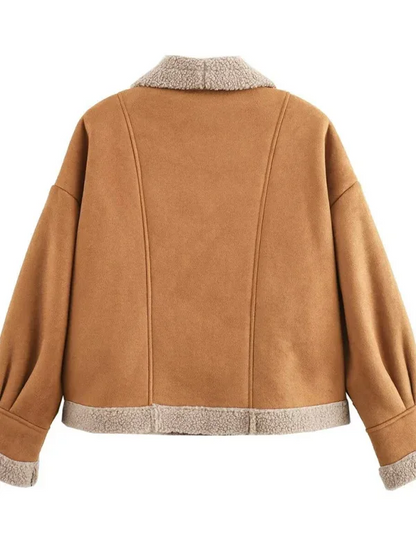 Women's Woolen Coat - American Retro Lapel Loose Top for Modern Elegance - Shello's Creative Boutique