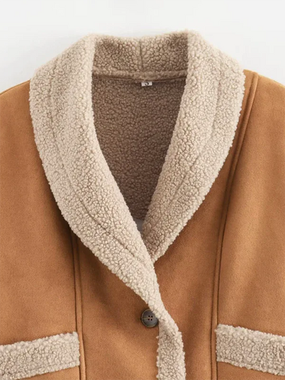 Women's Woolen Coat - American Retro Lapel Loose Top for Modern Elegance - Shello's Creative Boutique