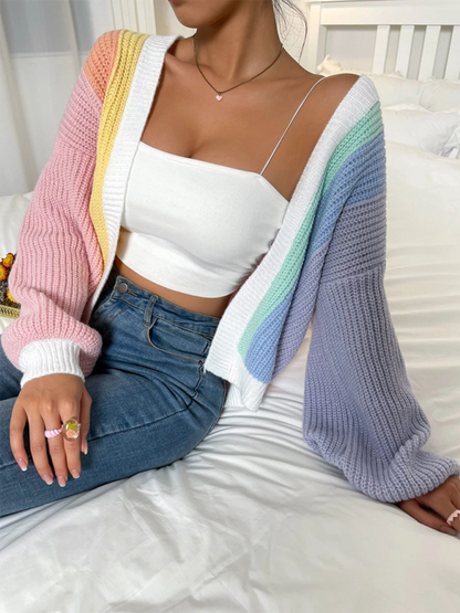 Stylish Knitted Cardigan with Contrast Colours
