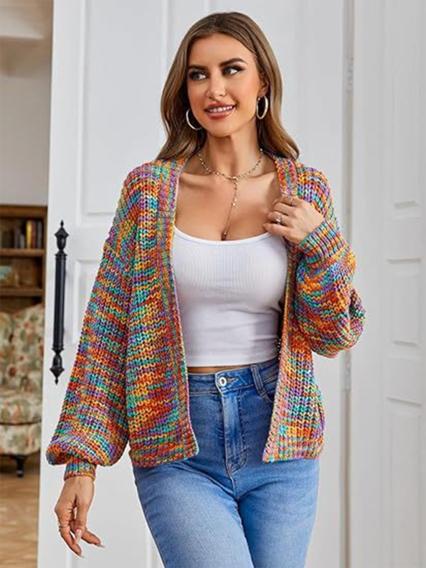Stylish Knitted Cardigan with Contrast Colours