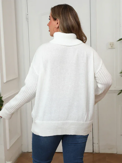 Plus Size Irregular Sweater with Button Decor Detail for Women - Shello's Creative Boutique