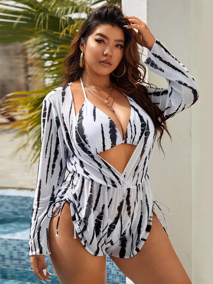New Large Size Floral Swimsuit with Sexy Split Design - Shello's Creative Boutique