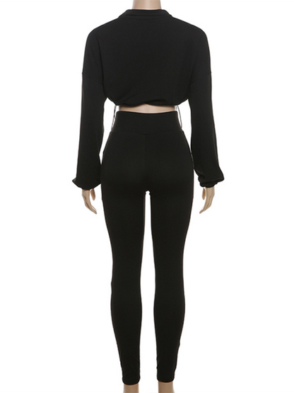 New sexy drawstring waist belly top high waist tight pants Suit-Shello's Creative Boutique