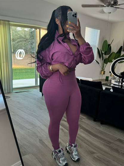 New Sexy Drawstring Waist Belly Top High Waist Tight Pants Suit