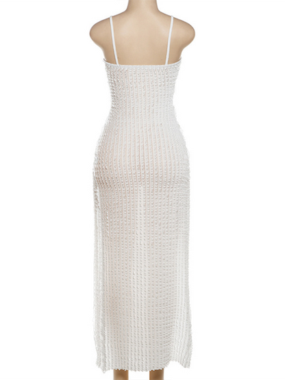 Women's sexy slit leg-lengthening suspender low-cut slim-fitting dress Shello Creative Boutique