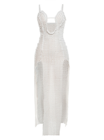 Women's sexy slit leg-lengthening suspender low-cut slim-fitting dress Shello Creative Boutique
