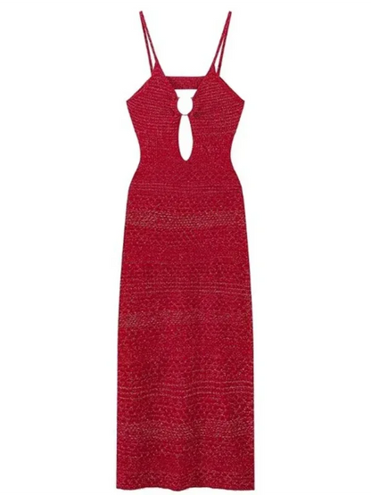 Metallic Woolen Suspender Dress - Effortless Sophistication Meets Glamour - Shello's Creative Boutique