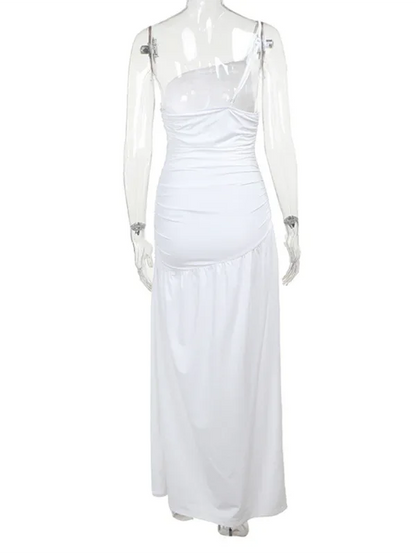 Strapless Off-Shoulder Dress with Gathered Slit - Perfect for Special Occasions - Shello's Creative Boutique
