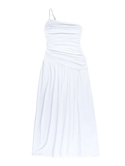Strapless Off-Shoulder Dress with Gathered Slit - Perfect for Special Occasions - Shello's Creative Boutique