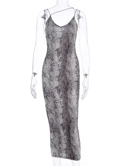 Sleeveless V-Neck Leopard Dress – Make a Bold Statement with Snake Print Fashion - Shello's Creative Boutique
