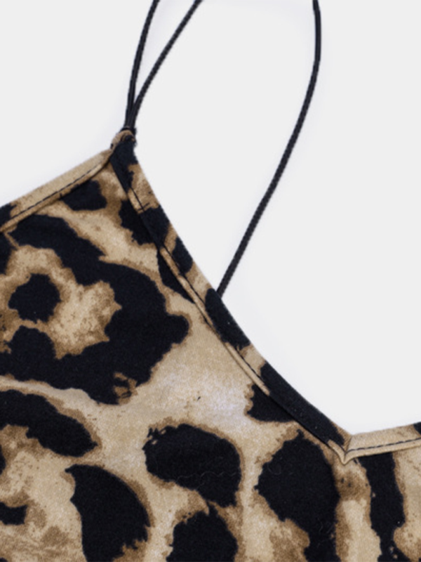 Suspender Sleeveless V-neck Leopard Snake Print Dress Fashion Sexy Midi Dress Shello's Creative Boutique