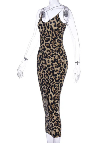 Sleeveless V-Neck Leopard Dress – Make a Bold Statement with Snake Print Fashion - Shello's Creative Boutique
