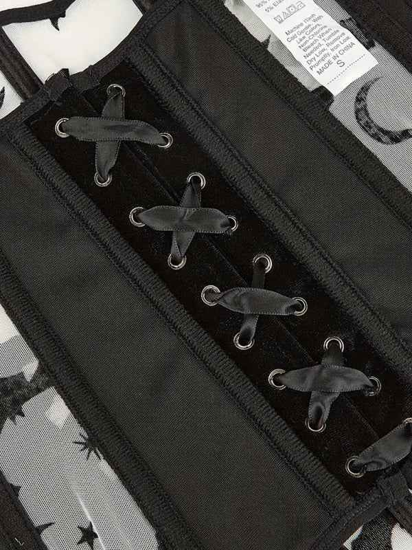 Halloween New Belly Band Herringbone Flannel Bat Print Corset—Stylish and Festive